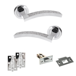 Atlantic Senza Pari Crystal Lever Round Rose Door Handle Pack - Polished Chrome