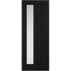 P M Mendes Mexicano Internal Fire Door with 3 Panel and 1 Clear Glazed Light - Prefinished Black Oak