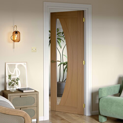 JB Kind Sicily Internal Door with 2 Panel and 1 Clear Glazed Light - Prefinished Oak