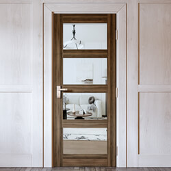 Joseph Miles Caverly Internal Door with 4 Clear Glazed Light - Prefinished Walnut