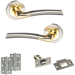 Atlantic Status Indiana Door Handle Pack - Satin Nickel and Polished Brass