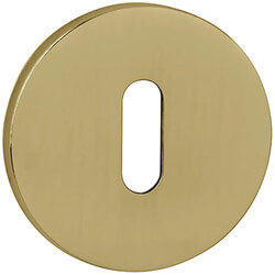 Atlantic Tupai Exclusivo 5S Line Key Escutcheons on 5mm Slimline Round Rose Raw Brass - 52mm Dia