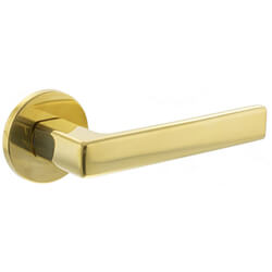 Atlantic Tupai Exclusivo 5S Line Portel Lever Door Handle on 5mm Slimline Rose - Raw Brass