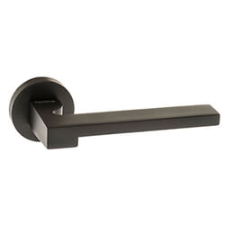 Atlantic Forme Ginevra Lever Door Handle on Minimal Round Rose Matt Black - 138mm L