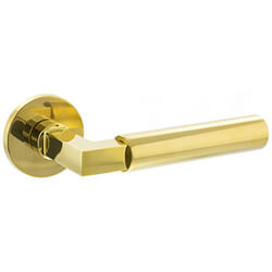 Atlantic Tupai Exclusivo 5S Line Covas Lever Door Handle on 5mm Slimline Rose Raw Brass - 127mm L