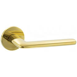 Atlantic Tupai Exclusivo 5S Line Tavira Lever Door Handle on 5mm Slimline Round Rose - Raw Brass