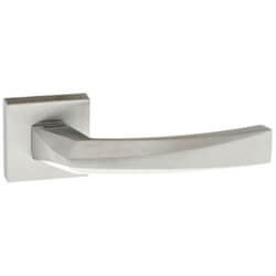 Atlantic Forme Crystal Lever Door Handle on Minimal Square Rose - 138mm L