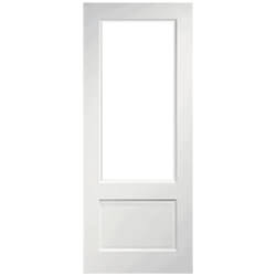 P M Mendes Vermont Internal Fire Door with 1 Panel and 1 Clear Glazed Light - White Primed