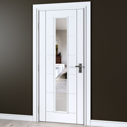 Joseph Miles Toledo Internal Door with 7 Panel and 1 Clear Glazed Light - White Primed