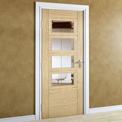 Joseph Miles Toledo Internal Door with 7 Panel and 4 Clear Glazed Light - Prefinished Oak