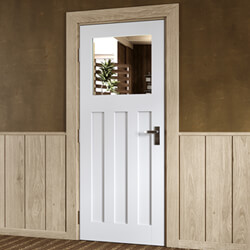 Joseph Miles Camberly Internal Door with 3 Panel and 1 Clear Glazed Light - White Primed