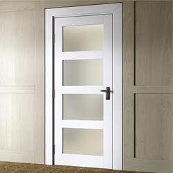 Joseph Miles Caverly Internal Door with 4 Obscure Glazed Light - White Primed