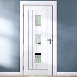 Joseph Miles Epsom Internal Door with 5 Panel and 3 Clear Glazed Light - White Primed