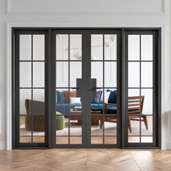 LPD Malvern W8 Internal Room Divider Door Set with 24-Light - Prefinished Black