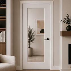 P M Mendes Laminate Internal Door with 1 Clear Glazed Light - Prefinished White