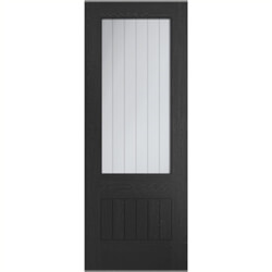 XL Joinery Suffolk Laminate Internal Door - 6 Panel - 1 Clear Etched Glazed Light - Prefinished Black