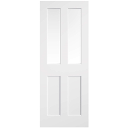 LPD Cottage Smooth Moulded Internal Door with 2 Panel and 2 Clear Glazed Light - White Primed