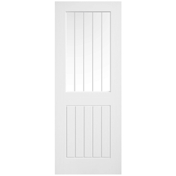LPD Mexicano Textured Moulded Internal Door - 5 Panel - 1 Clear Glazed Light - White Primed