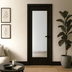 P M Mendes Ravenna Internal Door with 1 Reeded Glazed Light - Prefinished Black