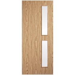 LPD 16G Internal Flush Fire Door with 2 Clear Glazed Light- Prefinished Oak