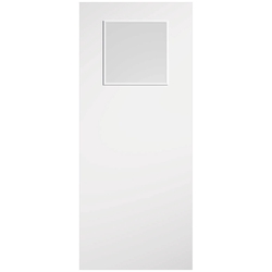 LPD 1G Internal Flush Fire Door with 1 Clear Glazed Light- White Primed