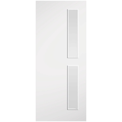 LPD 16G Internal Flush Fire Door with 2 Clear Glazed Light- White Primed