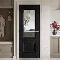 JB Kind Burghley Internal Door with 1 Panel and 1 Clear Glazed Light - Prefinished Black