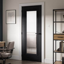 JB Kind Haddon Internal Door with 1 Clear Glazed Light - Prefinished Black
