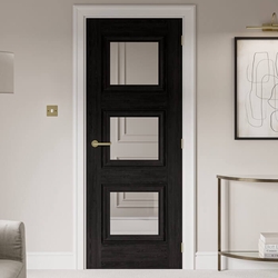 JB Kind Kedleston Internal Door with 3 Clear Glazed Light - Prefinished Black