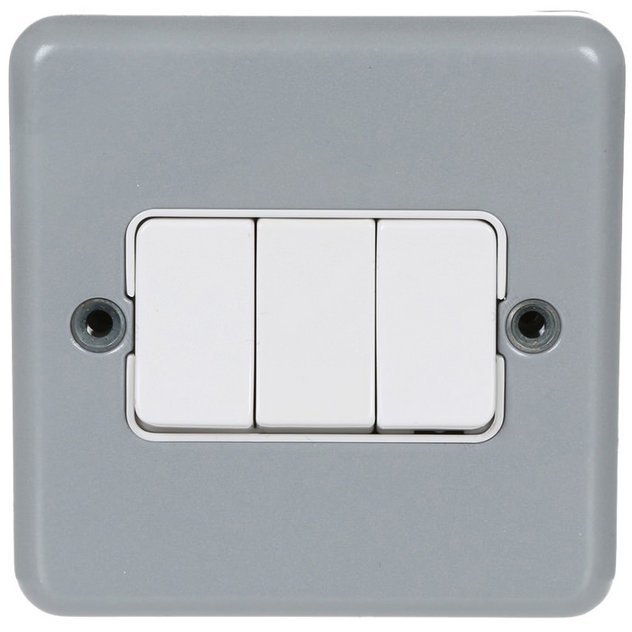 Mk Electric Metalclad Plus 3 Gang 2 Way Single Pole Switch