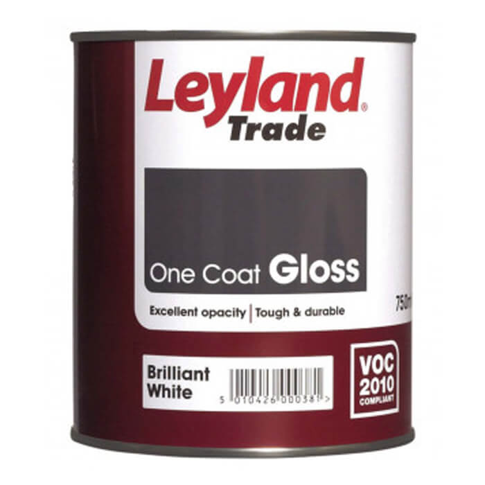 Leyland Trade One Coat Gloss Paint Brilliant White Litres Available