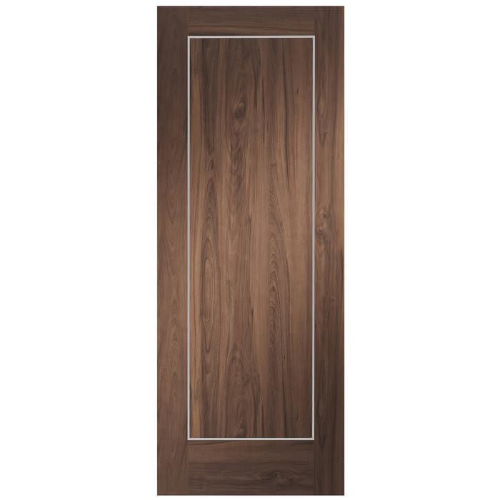 XL Joinery Varese Pre-Finished Walnut 1-Panel Internal Door With Aluminium Inlay