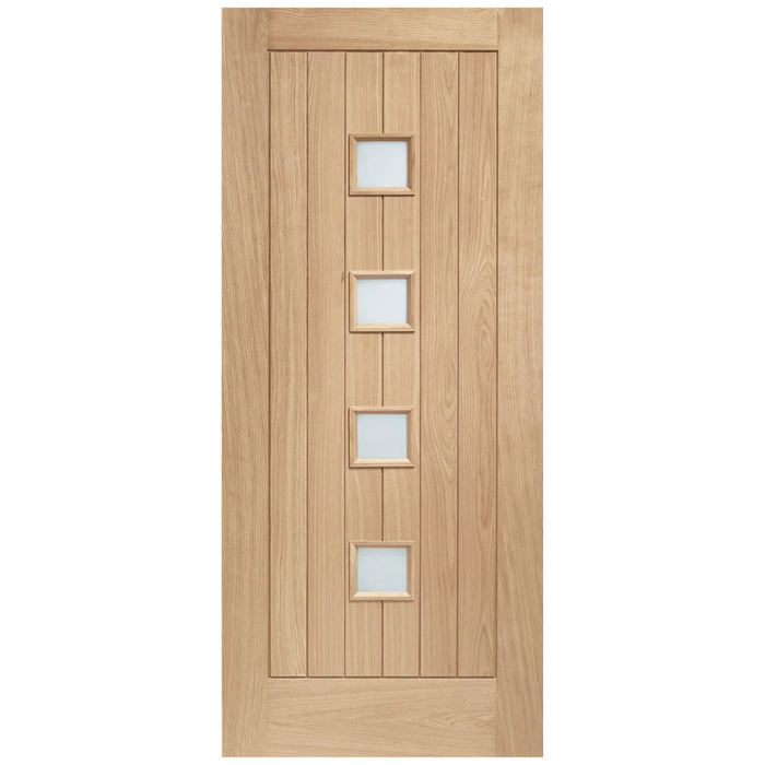 XL Joinery Siena Un-Finished Oak 6-Panels 4-Lites External Obscure Glazed Door