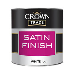 Crown Trade Satin Finish Paint White 1 Litre