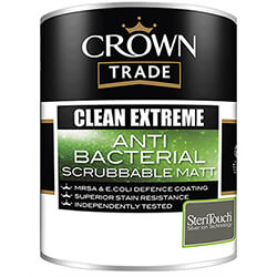 Crown Trade Paint Clean Extreme Anti Bacterial Scrubbable Matt White 5L