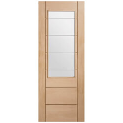 XL Joinery Palermo 2XG Internal Door with 1 Etched Glazed Light - Unfinished Oak