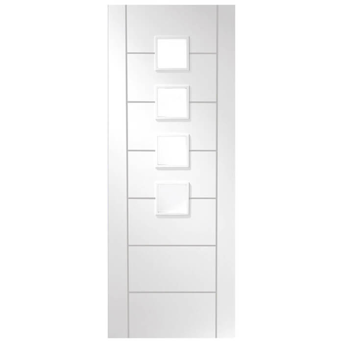 XL Joinery Palermo White Primed 7-Panels 4-Lites Internal Glazed Door