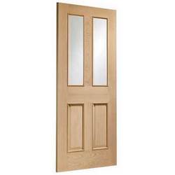 XL Joinery Malton Internal Door with 2 Panel and 2 Bevelled Double Glazed Light - Unfinished Oak