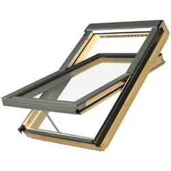 Fakro Z-Wave Electric Center Pivot FTP Natural Pine Roof Window
