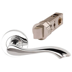 Dale Polished Chrome Plated Venus Privacy Set On Round Rose Latch