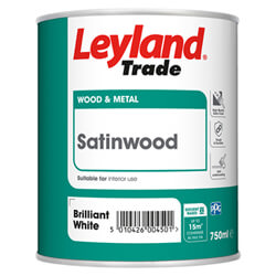 Leyland Trade Satinwood Paint Brilliant White