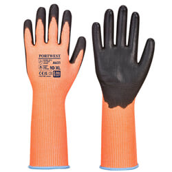 Portwest A631 - Vis-Tex Cut Glove Long Cuff Orange-Black