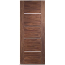 XL Joinery Portici Pre-Finished Walnut 5P Internal Door With Aluminium Inlay