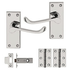Dale Polished Chrome Plated Victorian Scroll Internal Door Set