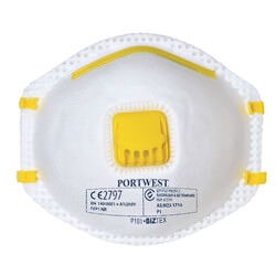 Portwest P101 FFP1 Valved White Respirator Mask - Pack Of 10