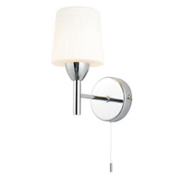 Spa Aquarius Ribbed Glass Opal Wall Light With Pullswitch