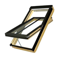 Fakro Z-Wave Electric Conservation Center Pivot FTP Natural Pine Roof Window