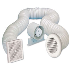 Manrose 100mm In-line Shower Fan Kit With PVC Duct And Grilles