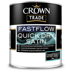 Crown Trade Fastflow Quick Dry Satin Paint White
