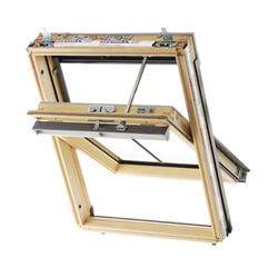 Keylite Electric Conservation Center Pivot TCP Clear Lacquered Pine Roof Window
